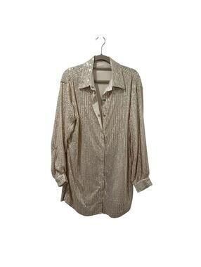 NWT Skylar rose cream sequined button up dress, women’s size S